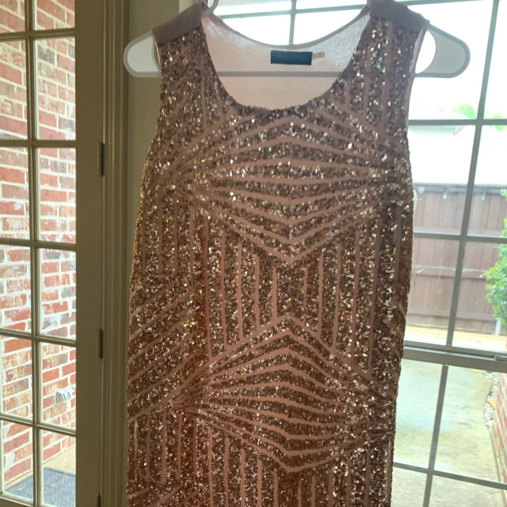 Gold Sequin Mini Shift Dress